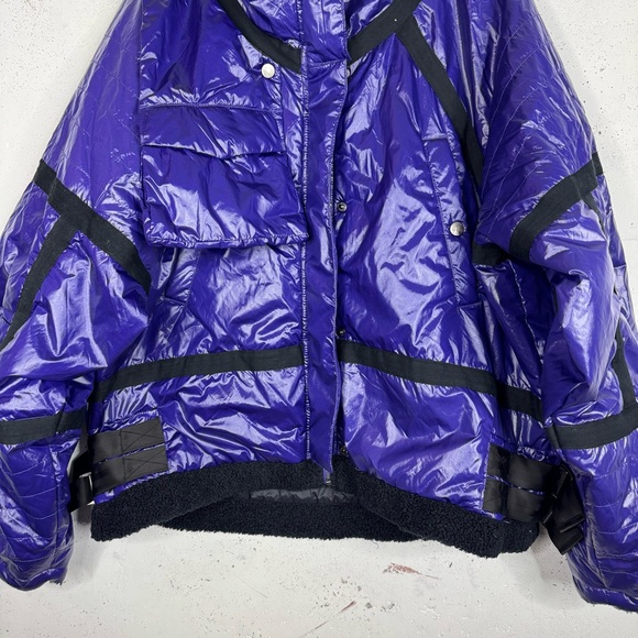 Free People Movement Vagabond Fleece Bomber Jacket Purple Black NWOT Large - Picture 7 of 12